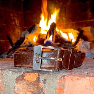 Vintage YSL brown belt sizes 32 31 30 comfortable.